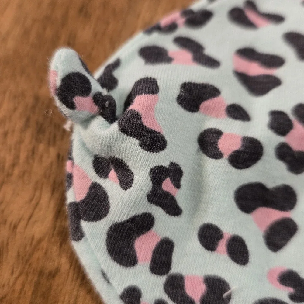 Sleep On It Pink Bear Lovey Security Blanket Blue Pink Leopard Print Knot Corner